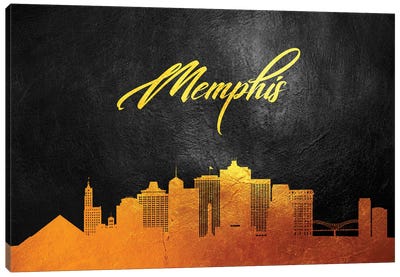 Memphis Tennessee Gold Skyline Canvas Art Print - Memphis Art