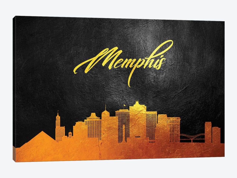 Memphis Tennessee Gold Skyline by Adrian Baldovino 1-piece Canvas Print