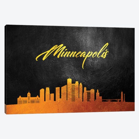 Minneapolis Minnesota Gold Skyline Canvas Print #ABV375} by Adrian Baldovino Canvas Wall Art