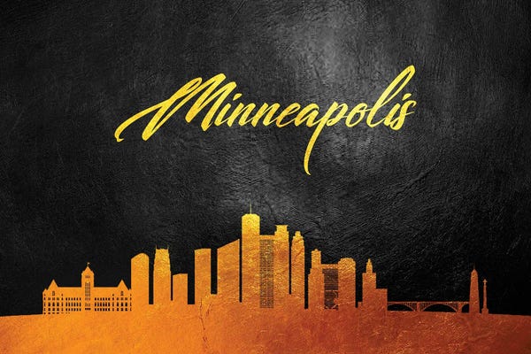 Minnesota: Minneapolis Minnesota Gold Skyline by Adrian Baldovino