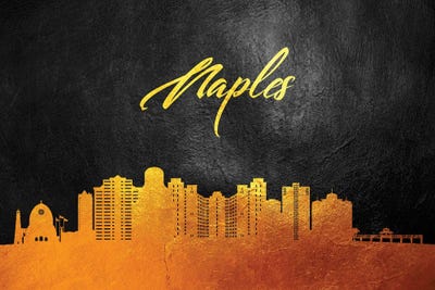 Naples Florida Gold Skyline by Adrian Baldovino canvas print