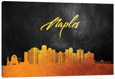 Naples Florida Gold Skyline Canvas Art Print - Naples