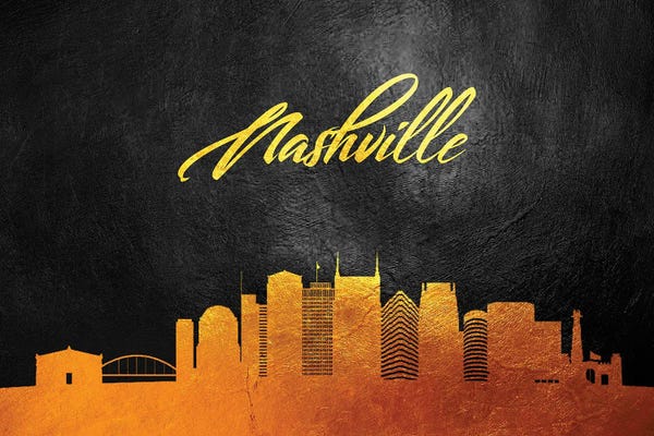 Tennessee: Nashville Tennessee Gold Skyline by Adrian Baldovino