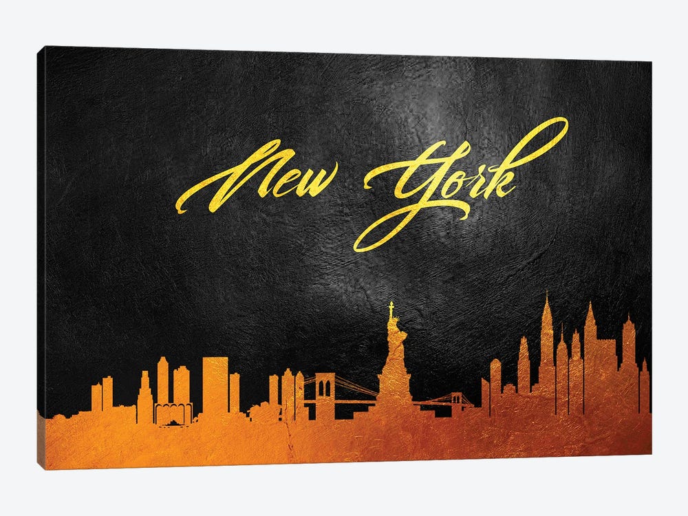 New York Gold Skyline II by Adrian Baldovino 1-piece Canvas Artwork