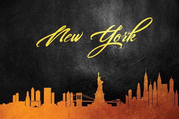 Statue Of Liberty: New York Gold Skyline II by Adrian Baldovino