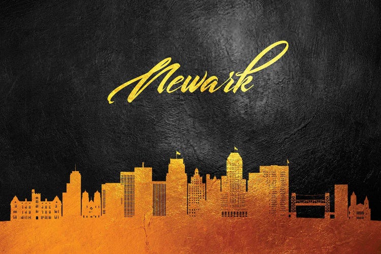Newark New Jersey Gold Skyline