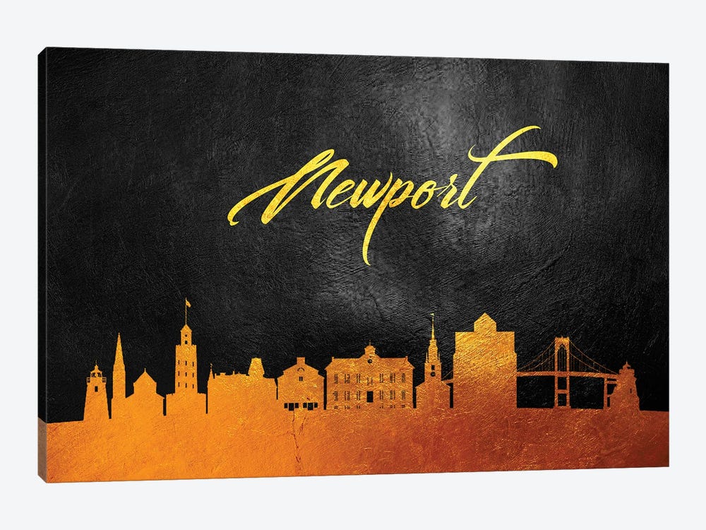 Newport Rhode Island Gold Skyline by Adrian Baldovino 1-piece Canvas Print