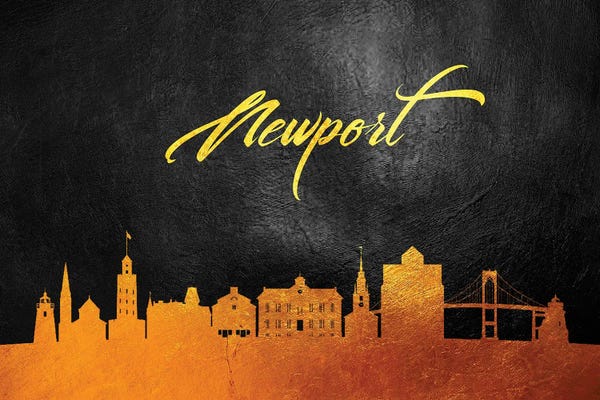 Newport: Newport Rhode Island Gold Skyline by Adrian Baldovino