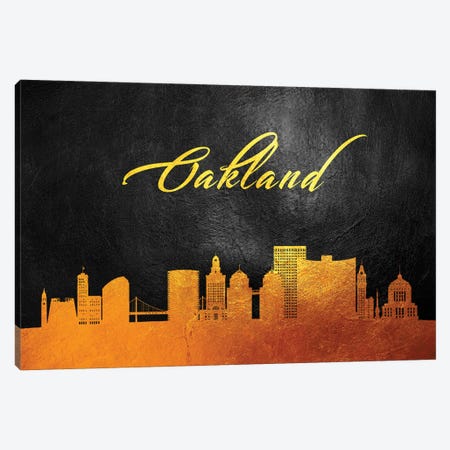 Oakland California Gold Skyline Canvas Print #ABV382} by Adrian Baldovino Canvas Art