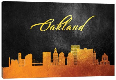 Oakland California Gold Skyline Canvas Art Print - Adrian Baldovino