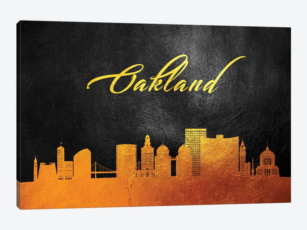 Oakland California Gold Skyline by Adrian Baldovino 1-piece Canvas Artwork