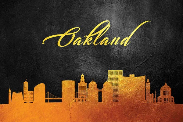 Oakland: Oakland California Gold Skyline by Adrian Baldovino