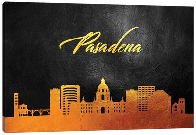 Pasadena California Gold Skyline Canvas Art Print
