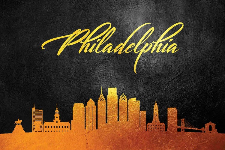 Philadelphia Pennsylvania Gold Skyline