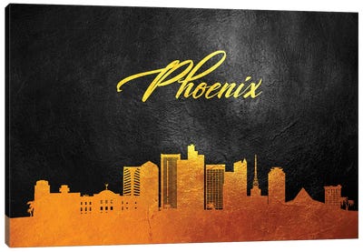 Phoenix Arizona Gold Skyline Canvas Art Print - Phoenix Art