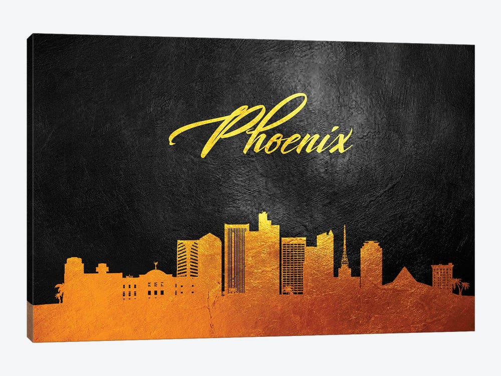 Phoenix Arizona Gold Skyline by Adrian Baldovino 1-piece Canvas Wall Art