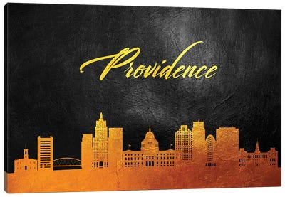 Providence Rhode Island Gold Skyline Canvas Art Print