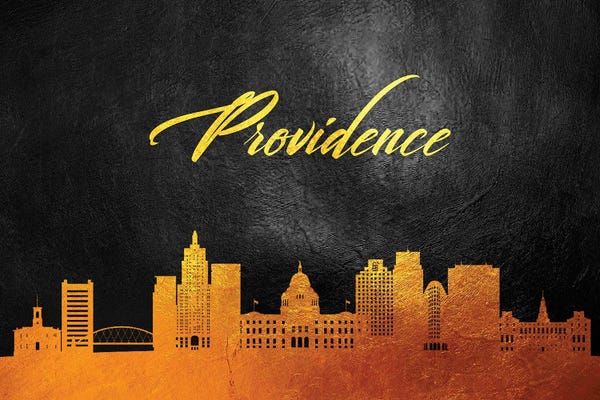 Rhode Island: Providence Rhode Island Gold Skyline by Adrian Baldovino