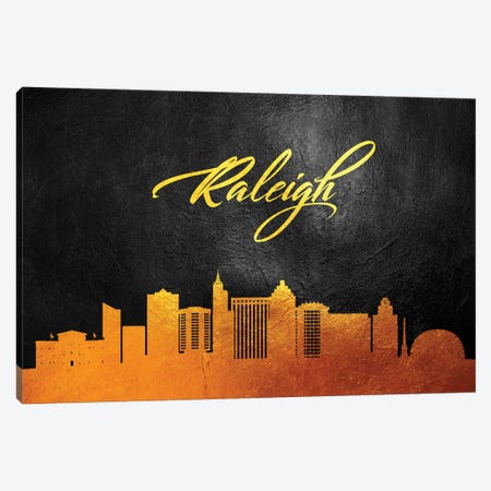 Raleigh North Carolina Gold Skyline Canvas Print #ABV389} by Adrian Baldovino Canvas Artwork