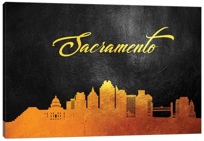 Sacramento California Gold Skyline Canvas Art Print - Sacramento Art