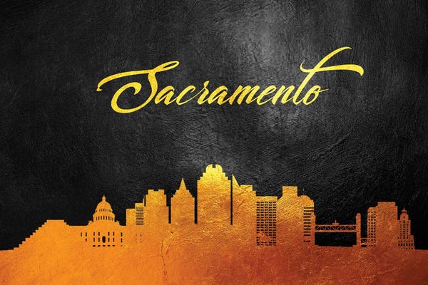 Sacramento: Sacramento California Gold Skyline by Adrian Baldovino