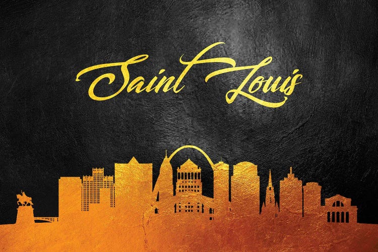 Saint Louis Missouri Gold Skyline by Adrian Baldovino wall art