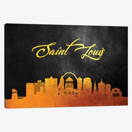 Saint Louis Missouri Gold Skyline Canvas Print #ABV392} by Adrian Baldovino Canvas Print