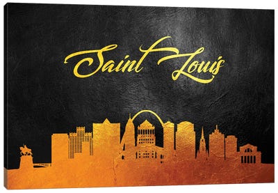 Saint Louis Missouri Gold Skyline Canvas Art Print - St. Louis Skylines