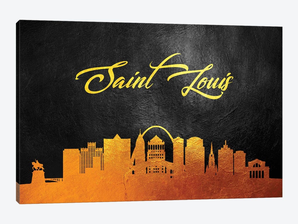 Saint Louis Missouri Gold Skyline by Adrian Baldovino 1-piece Art Print