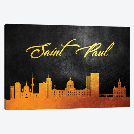 Saint Paul Minnesota Gold Skyline Canvas Print #ABV393} by Adrian Baldovino Canvas Print