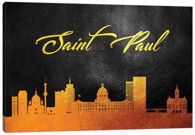 Saint Paul Minnesota Gold Skyline Canvas Art Print