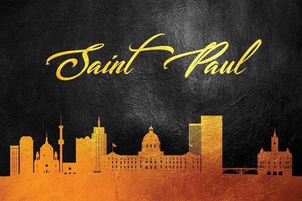 Minnesota: Saint Paul Minnesota Gold Skyline by Adrian Baldovino