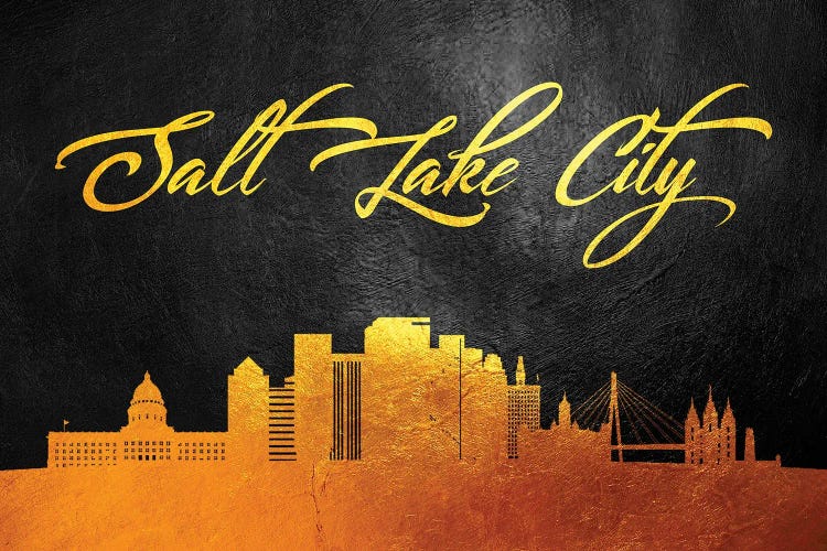 Salt Lake City Utah Gold Skyline