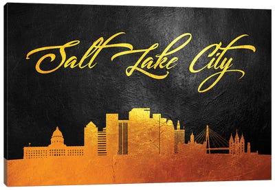 Salt Lake City Utah Gold Skyline Canvas Art Print