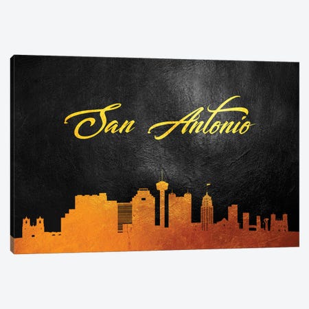 San Antonio Texas Gold Skyline Canvas Print #ABV395} by Adrian Baldovino Canvas Art