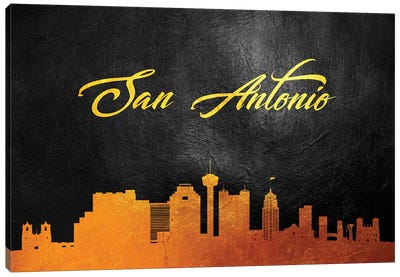 San Antonio Texas Gold Skyline Canvas Art Print - San Antonio Art