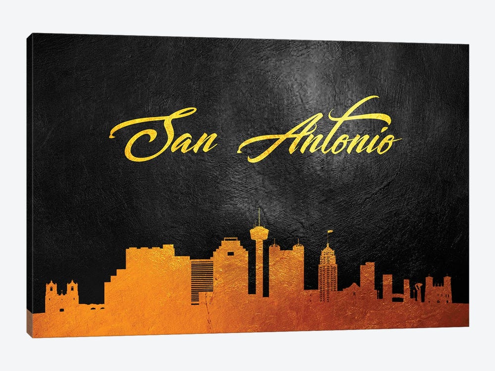 San Antonio Texas Gold Skyline by Adrian Baldovino 1-piece Canvas Art