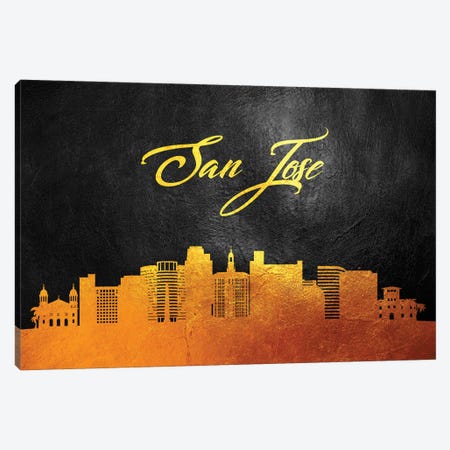 San Jose California Gold Skyline Canvas Print #ABV396} by Adrian Baldovino Canvas Art