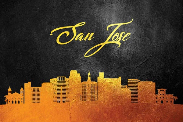 San Jose: San Jose California Gold Skyline by Adrian Baldovino