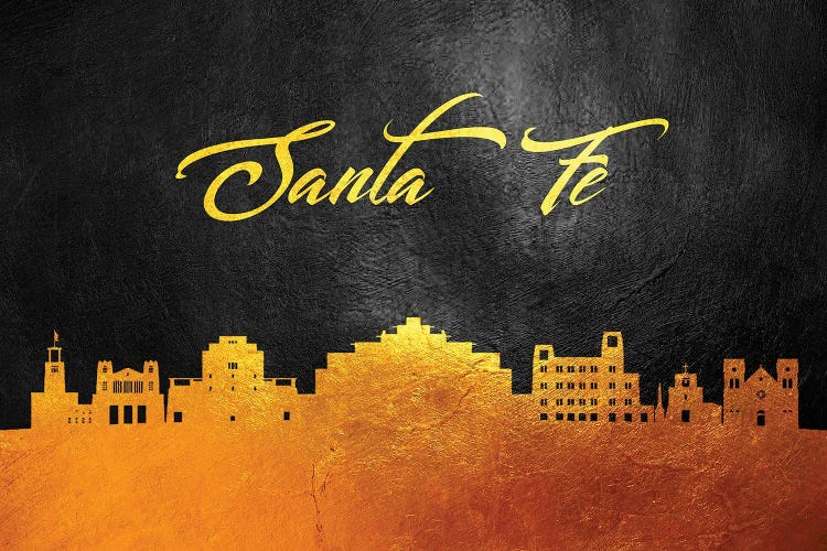 Santa Fe New Mexico Gold Skyline by Adrian Baldovino wall art