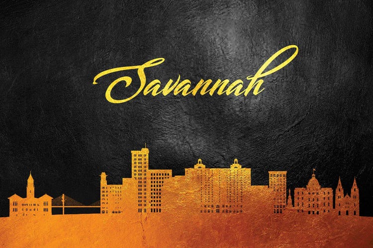 Savannah Georgia Gold Skyline
