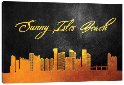Sunny Isles Beach Florida Gold Skyline Canvas Art Print - Adrian Baldovino