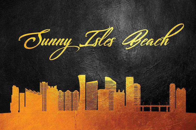 Sunny Isles Beach Florida Gold Skyline by Adrian Baldovino wall art