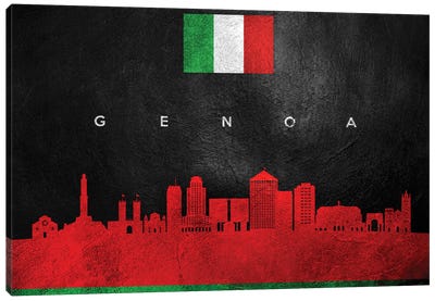 Genoa Italy Skyline Canvas Art Print - International Flag Art