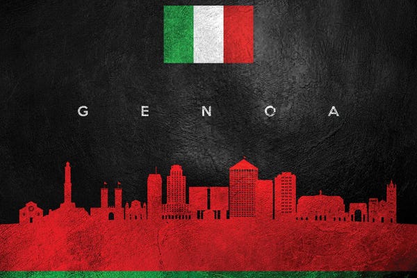 International Flags: Genoa Italy Skyline by Adrian Baldovino