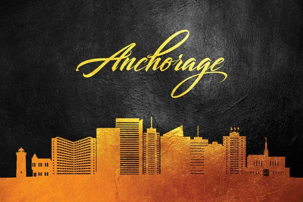 Anchorage: Anchorage Alaska Gold Skyline by Adrian Baldovino