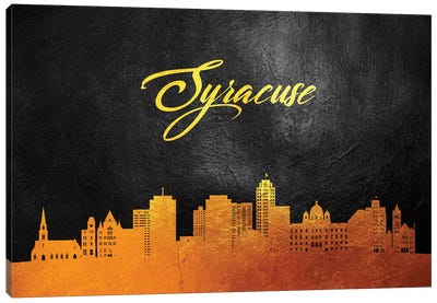 Syracuse New York Gold Skyline Canvas Art Print - Adrian Baldovino