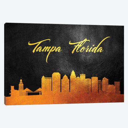 Tampa Florida Gold Skyline Canvas Print #ABV401} by Adrian Baldovino Art Print