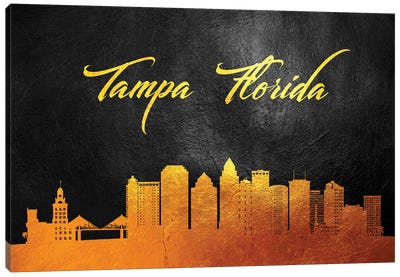Tampa Florida Gold Skyline Canvas Art Print - Tampa Art