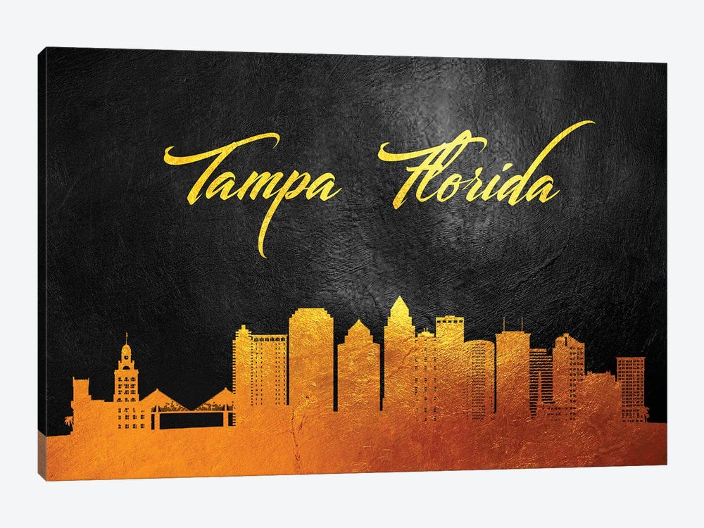 Tampa Florida Gold Skyline by Adrian Baldovino 1-piece Canvas Artwork
